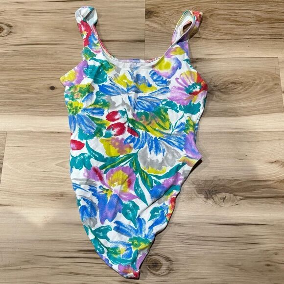 Danskin Vintage 80’s Floral Retro One Piece Bodysuit Women’s Medium - Picture 3 of 3